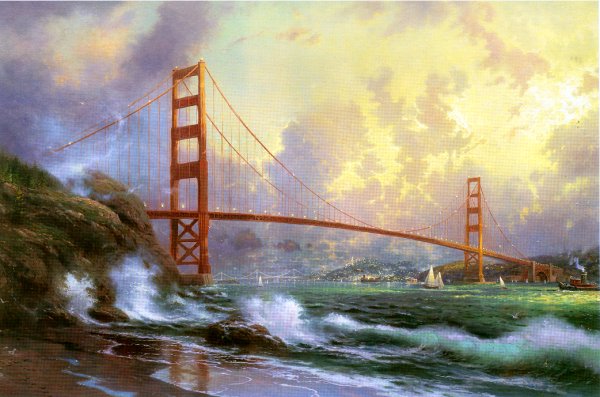 (image for) Handmade oil painting Copy paintings of famous artists Thomas Kinkade's painting, NO.93